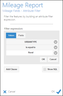 Adding an attribute filter to the mileage field